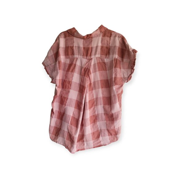 Lucky Brand Linen Cotton Blush Plaid Top XL - Picture 6 of 10